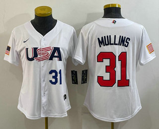 Womens USA Baseball #31 Cedric Mullins Number 2023 White World Classic Stitched Jerseys->2023 world baseball classic->MLB Jersey